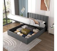 Arlington lit coffre design 140x190cm en velours gris