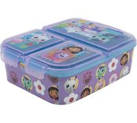 arlis Boîte à goûter Gabby's dollhouse avec 3 compartiments en plastique avec fermoirs à clips, boîte à déjeuner pour enfants (Boîte à goûter Gabby's dollhouse)