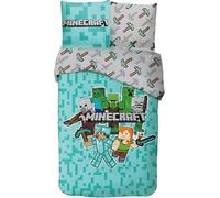 arlis Parure de Lit Minecraft, Housse de Couette Réversible 140x200 cm, Taie d'oreiller 63x63 cm, 100% Coton (Parure de Lit Minecraft, 140 X 200 cM)