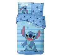 arlis Parure de Lit Stitch pour Enfant, Housse de Couette Réversible 140x200 cm, Taie d'oreiller 63x63 cm, 100% Coton (Parure de lit Stitch en Bleu, 140 X 200 cm)