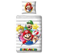 arlis Parure de Lit Super Mario, Housse de Couette Réversible 140x200 cm, Taie d'oreiller 65x65 cm (Parure de lit Super Mario)