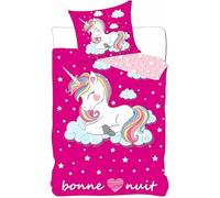 arlis Parure Housse de Couette Licorne en Coton, Parure de lit Réversible 140x200 cm, Taie d'oreiller 63x63 cm, 100% Coton (Parure de lit Licorne, 140x200cm)