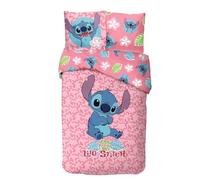 arlis Parure Housse de Couette Stitch Disney - 1 Housse de Couette + 1 taie d'oreiller - 100% Coton (140 X 200 cm, Parure de lit Stitch -C)