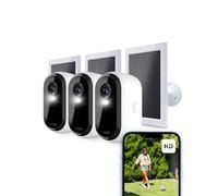 ARLO Essential 2 FHD et Panneaux Solaires, Caméra de Surveillance WiFi Extérieure sans Fil, Détection par IA, Vision Nocturne Couleur, Compatible avec Alexa, Essai Secure Inclus, 3 Caméras