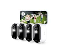 ARLO Essential 2 FHD, Caméra de Surveillance WiFi Extérieure sans Fil, Détection par IA, Vision Nocturne Couleur, Audio bidirectionnel, Compatible avec Alexa, Essai Secure Inclus, 4 Caméras