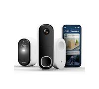 Arlo Essential 3 2K XL et Sonnette et Carillon, Caméra de Surveillance WiFi Extérieure sans Fil, Autonomie prolongée de la Batterie de 24 Mois, Détection par IA, Essai Secure Inclus, 2 Caméras