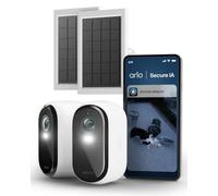 Arlo Essential 3 FHD et Panneaux Solaires, Caméra de Surveillance WiFi Extérieure sans Fil, Détection par IA, Vision Nocturne Couleur, Compatible avec Alexa, Essai Secure Inclus, 2 Caméras