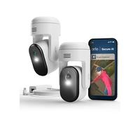 Arlo Essential 3 HD Pan-Tilt-Zoom Caméra de vidéosurveillance extérieure filaire 360º avec adaptateur PoE, vision nocturne couleur, projecteur, essai sécurisé inclus, 2 caméras, blanc