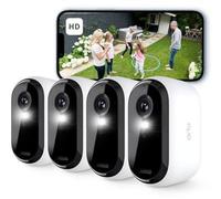 Arlo Essential VMC2450 : lot de 4 caméras IP, caméra de sécurité IP, usage intérieur et extérieur, sans fil, fixation au plafond/mur/poteau, blanche, forme sphérique