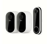 ARLO Pack Maison Protégée : Caméras d'extérieur HD Arlo Essential2 XL, pack de 2 + sonnette vidéo sans fil Arlo Essential HD, blanc