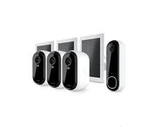 ARLO Pack Maison Protégée : Pack de 3 caméras Arlo Essential2 2K + 3 panneaux solaires + sonnette vidéo sans fil HD Arlo