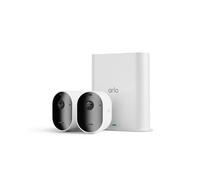 Arlo Pro 5 2K + SmartHub, Caméra de Surveillance WiFi Extérieure sans Fil,Batterie Rechargeable Longue durée, Vision Nocturne Couleur Avancée, Sirène, Essai Secure Inclus, 2 Caméras Blanc