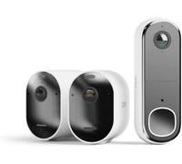 Arlo Pro 5 2K + Sonnette 2 HD, Caméra de Surveillance WiFi Extérieure sans Fil,Batterie Rechargeable Longue durée, Vision Nocturne Couleur Avancée, Sirène, Essai Secure Inclus, 2 Caméras Blanc