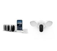 Arlo Pro 6 et Floodlight Caméra de Surveillance WiFi Extérieure sans Fil 2K + HDR, Détection IA, Compatible avec Alexa, Essai Secure Inclus, 5 Caméras + Batterie supplémentaire et Chargeur Double