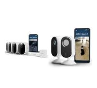 Arlo Pro 6 et Indoor, Caméra de Surveillance WiFi Extérieure sans Fil 2K + HDR, Détection IA, Compatible avec Alexa, Essai Secure Inclus, 6 Caméras + Batterie supplémentaire et Chargeur Double