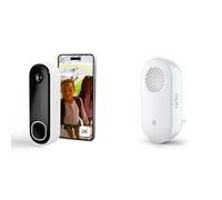 Arlo Sonnette 2K + Chime Carillon, Sonnette de Surveillance WiFi Exterieure sans Fil, Autonomie de 6 Mois, Capteur de Mouvement, Audio Bidirectionnel, Essai Secure Inclus, Blanc