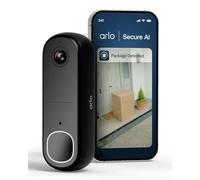 Arlo Sonnette caméra HD sans fil, sirène d'alarme, peau noire incluse | Sonnette vidéo 180° FOV sans fil/câblée possible, zoom 12x, batterie non amovible, audio bidirectionnel, vision nocturne