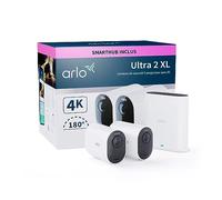 Arlo Ultra 2 4K XL Batterie Longue avec Smarthub, Camera Video Surveillance WiFi Exterieures Sans Fil, Vision Nocturne Couleur, Detecteur de mouvement, Essai Arlo Secure Inclus, 2 Caméra Blanc