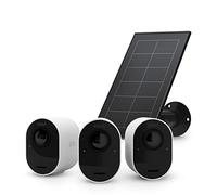 Arlo Ultra 2 Camera Surveillance WiFi Exterieure sans Fil + Panneau Solair Noir, 4K UHD, 180° Vision Nocturne, Sirène, Projecteur, SmartHub Incluse, Essai Arlo Secure Inclus, 3 Caméras Blanc