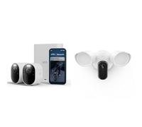 Arlo Ultra 3 et Floodlight, Caméra de Surveillance WiFi Extérieure sans Fil 4K, Détection par IA, Vision Nocturne Couleur, Compatible avec Alexa, Essai Secure Inclus, 3 Caméras + Smarthub
