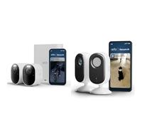 Arlo Ultra 3 et Indoor, Caméra de Surveillance WiFi Extérieure sans Fil 4K, Détection par IA, Vision Nocturne Couleur, Compatible avec Alexa, Essai Secure Inclus, 4 Caméras + Smarthub