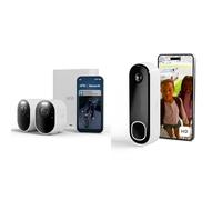 Arlo Ultra 3 et Sonnette, Caméra de Surveillance WiFi Extérieure sans Fil 4K, Détection par IA, Vision Nocturne Couleur, Compatible avec Alexa, Essai Secure Inclus, 3 Caméras + Smarthub