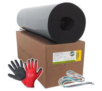 Armacell ArmaFlex HOME Plaque en caoutchouc autocollante + gants + cordon Scorprotect (noir, épaisseur d'isolation 10 mm, 1000 x 10 000 mm)
