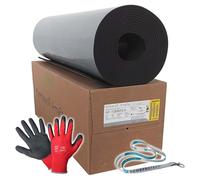 Armacell Armaflex Plaques en caoutchouc AF, autocollantes, gants rouges, cordon Scorprotect (noir, épaisseur d'isolation 10 mm, 1000 x 10000 mm)