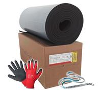 Armacell Armaflex Plaques en caoutchouc AF, autocollantes, gants rouges, cordon Scorprotect (noir, épaisseur d'isolation 13 mm, 1000 x 8000 mm)