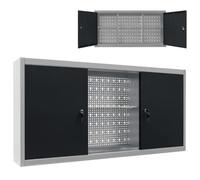Armadio a Parete - vidaXL - Métal Grigio Nero - 3 Ripiani Réglables - 2 Portes Verrouillables - Style Industriel