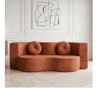 ARMANA Canapé 2/3 places ELISE en tissu ocre, convertible en lit, 200cm, confortable, multifonctionnel, moderne, livré compressé