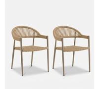 Armando Lot de 2 chaises de salle à manger rembourrées en tissu, pieds en métal, beige