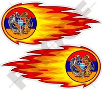 ARMÉNIE Arménien Boule de Feu Enflammée, Feu, 125mm Vinyle Autocollants, x2 Stickers