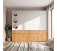 Armoire 10 Portes-Armoir Chambre 3 Tiroirs avec Etagères et 2 Barre de Suspension-225x50x200 cm-Dressing Rangement Placard