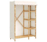 Armoire 110 x 45 x 170 cm en bambou avec housse en tissu et 4 étagères | bambou, revêtement en tissu, 4 étagères, 110 x 45 x 170 cm, espace de rangement pour vêtements, support mural inclus