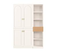Armoire 135 x 50 x 200 cm, blanc, aspect bois, 2 tringles à vêtements, 8 | Demi-ouvert : 3 compartiments fermés + 5 ouverts pour l'ordre et la circulation de l'air - Construction solide en MDF