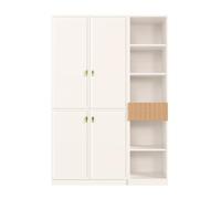 Armoire 135 x 50 x 200 cm, blanc, aspect bois, 2 tringles à vêtements, 8 | Demi-ouvert : 3 compartiments fermés + 5 ouverts pour l'ordre et la circulation de l'air - Construction solide en MDF
