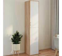 IDMarket - Armoire de Bureau 180 cm Multifonction Sylvia Blanc et Bois 1 Porte 3 étagères