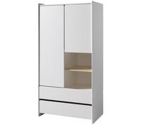 Vipack Armoire enfant Kiddy 2 portes 2 tiroirs pin massif laqué blanc