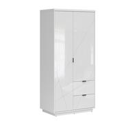 Armoire 2 portes 2 tiroirs Petits-meubles - Sven - 94 x 57 x 201cm - Blanc
