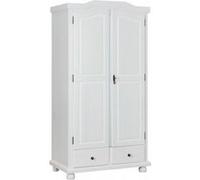 Armoire 2 portes 2 tiroirs pin massif vernis blanc Batiste Blanc G