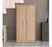Armoire 2 portes 55x36x108 cm en bois décor chêne clair