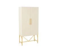Armoire 2 portes 90x45x185 cm écru et doré - BURLI