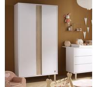 Armoire 2 Portes Avec Détail Imitation Bois Texturé Et Pieds Bois - Paloma Blanc/marron TU