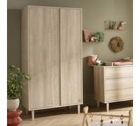 Armoire 2 Portes Avec Détail Imitation Bois Texturé Et Pieds Bois - Paloma Marron TU