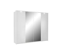 Vente-unique - Armoire 2 Portes - avec Miroir et LEDs - L255 cm - Blanc - INGINA