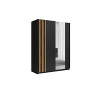 Armoire 2 portes coulissantes 150 cm - noir et chêne - Collection VARIA