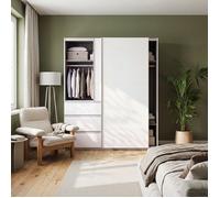 Möbelvertrieb FORTE Armoire à portes coulissantes WINN 2 2 portes 3 tiroirs Blanc 170 cm