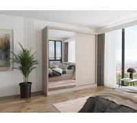Armoire 2 portes coulissantes ? Avec miroir ? L200 cm ? Beige - OCHIRA