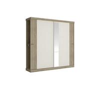 Vente-unique Armoire ADALRIK II - 2 Portes coulissantes - avec Miroir - L231 cm - Chêne et Ivoire